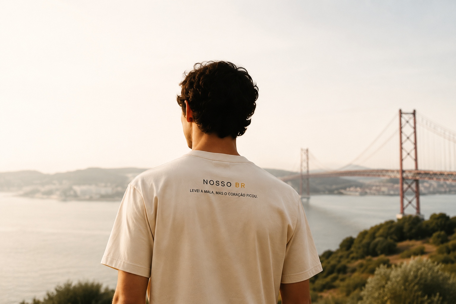 Pessoa de costas com camiseta NOSSO BR